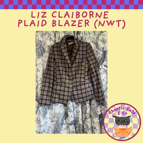 Liz Claiborne Plaid Blazer - Picture 1 of 5